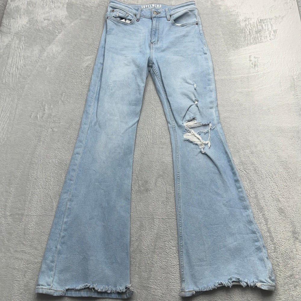 IDYLLWIND Miranda Lambert Light Wash Distressed Flare Jeans Size 10 28x31